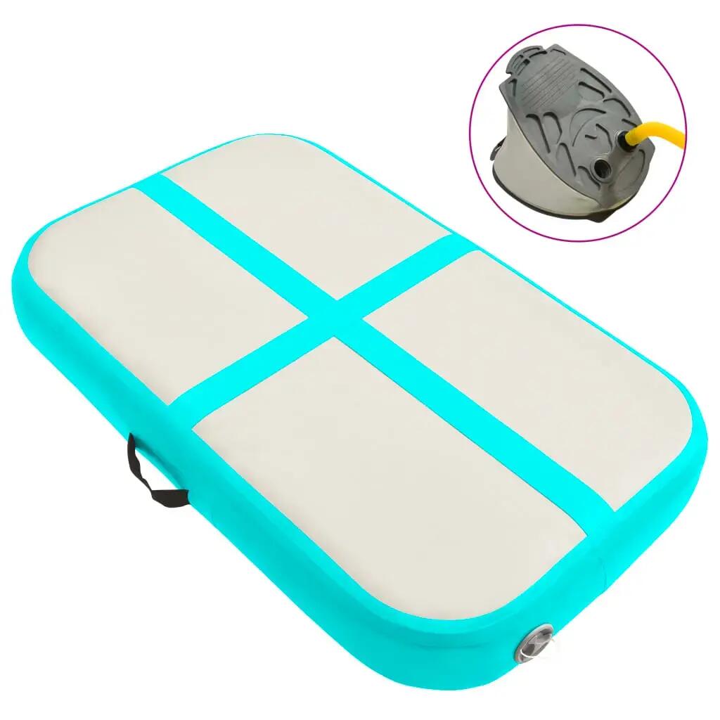 VidaXL Inflatable Gym Mat 60 x 100 x 15 cm PVC Grey/Green