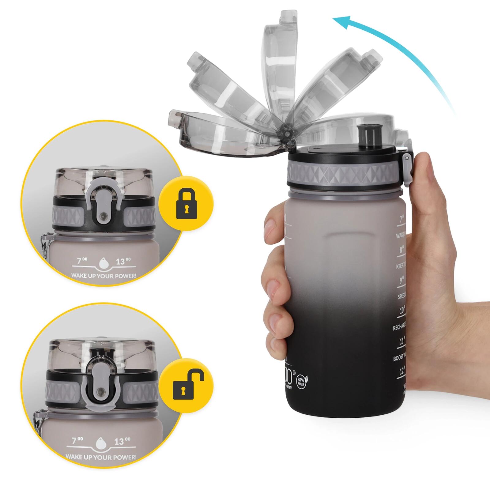 Trinkflasche 500ml Sportflasche BPA-frei Auslauffest Fitness 4FIZJO 4/7