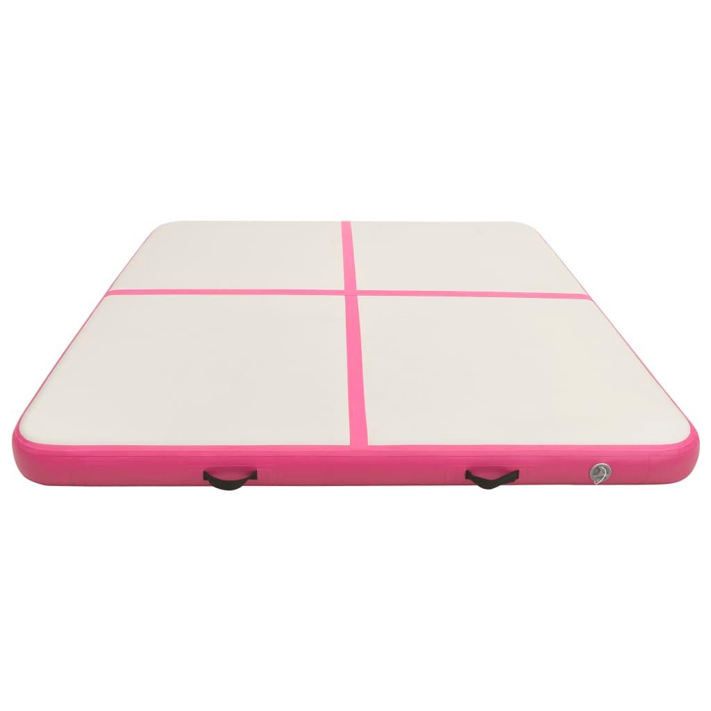 Esterilla inflable de gimnasia con bomba PVC rosa 200x200x10 cm 3/7