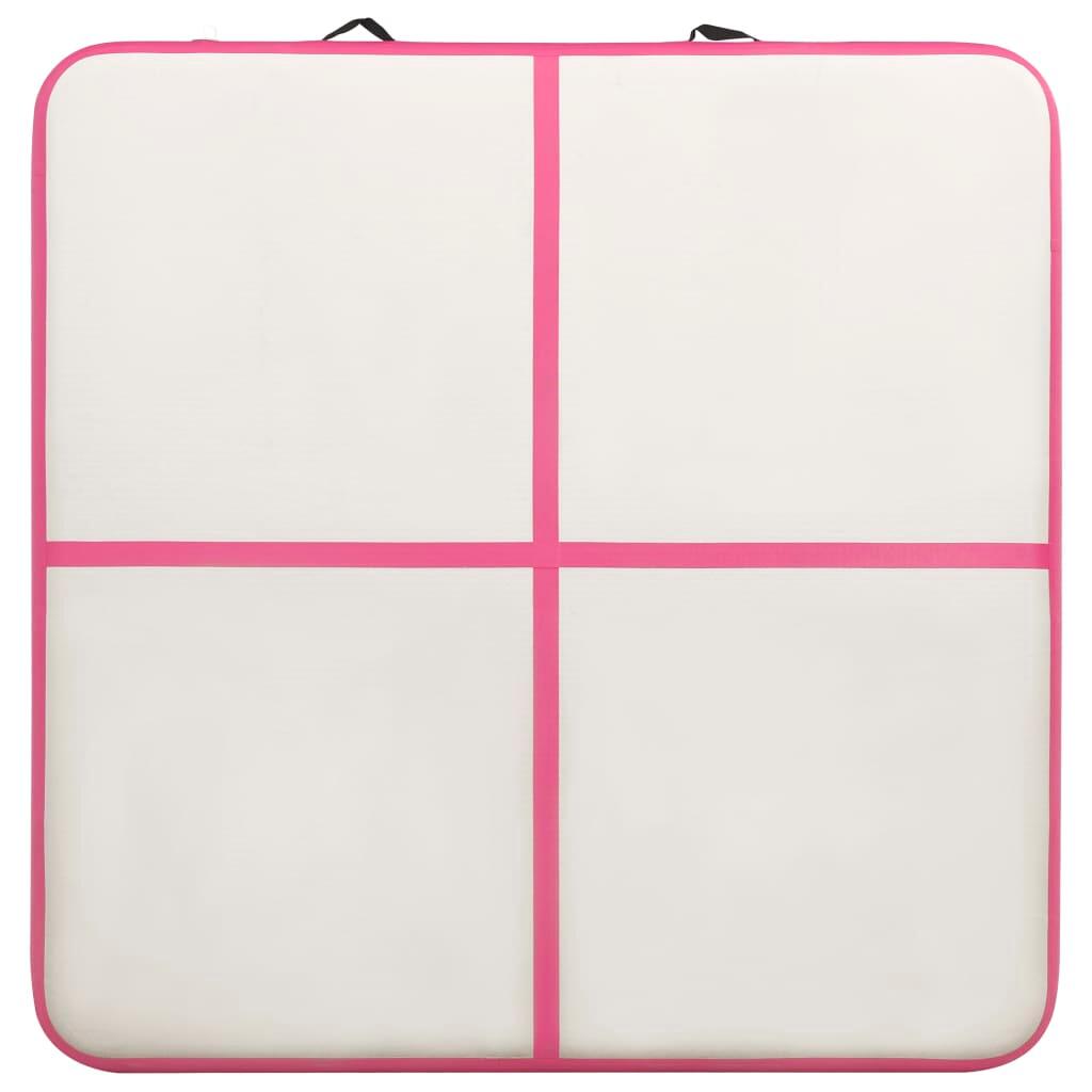 Esterilla inflable de gimnasia con bomba PVC rosa 200x200x10 cm 4/7