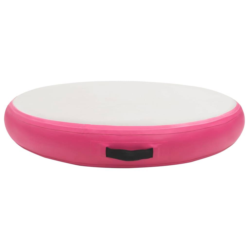 VidaXL AirTrack aufblasbare Gymnastikmatte 100x100x20 cm PVC Grau/Rosa 3/7