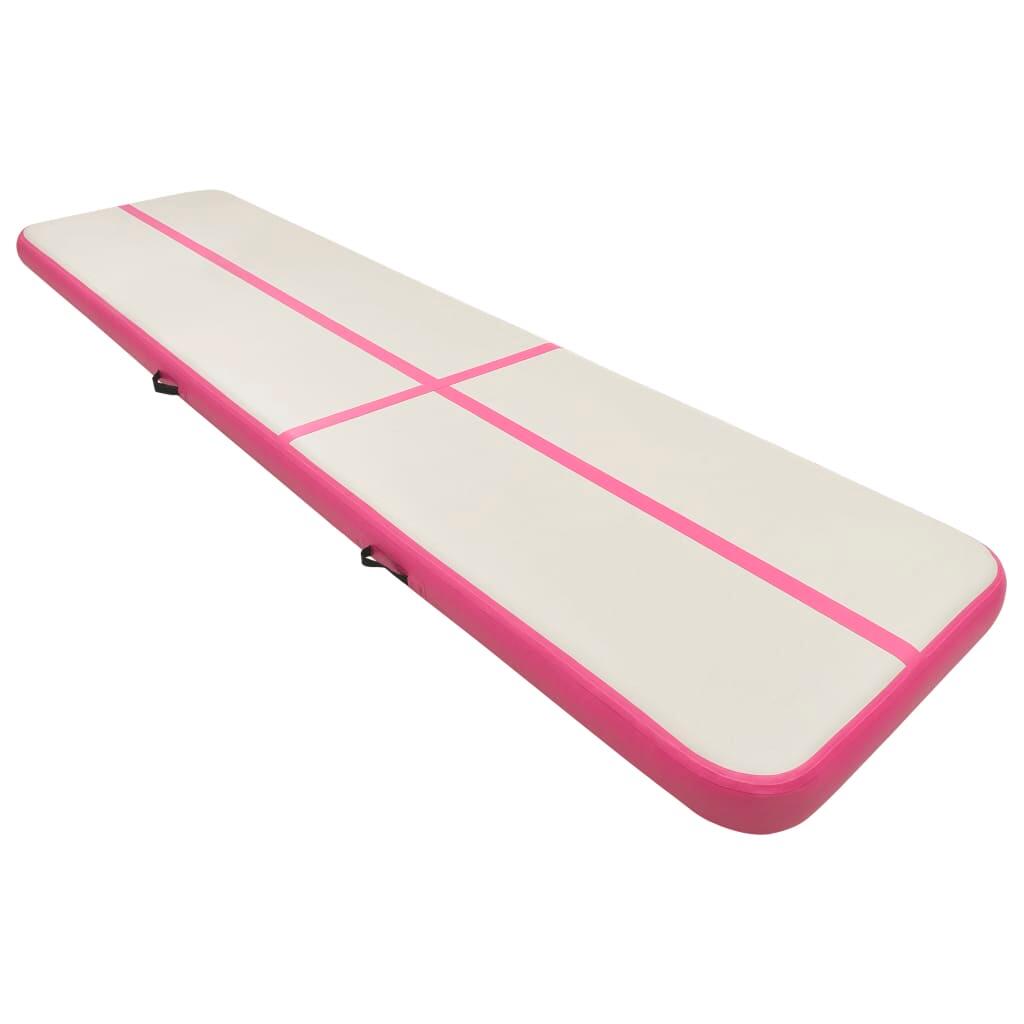 VidaXL Tapis de gymnastique gonflable 800x100x15 cm PVC rose/gris 2/7