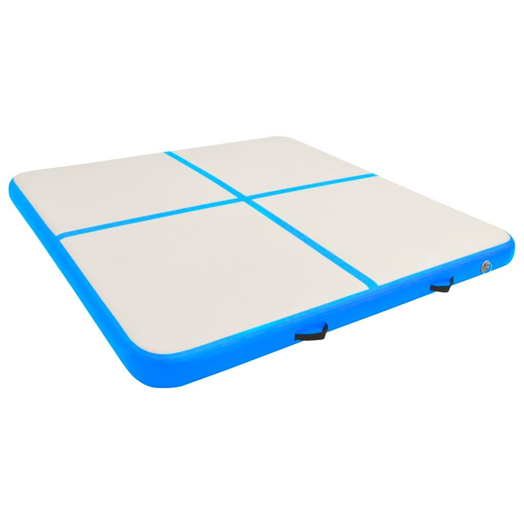 VidaXL Aufblasbare Gymnastikmatte 200x200x10 cm PVC Blau/Grau 2/7