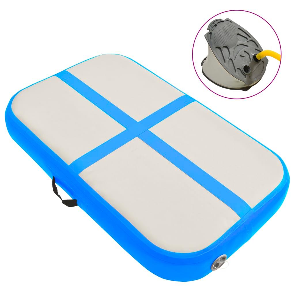 Mat de gymnastique Vidaxl avec pompe gonflable 60x100x15 cm en PVC bleu 1/7