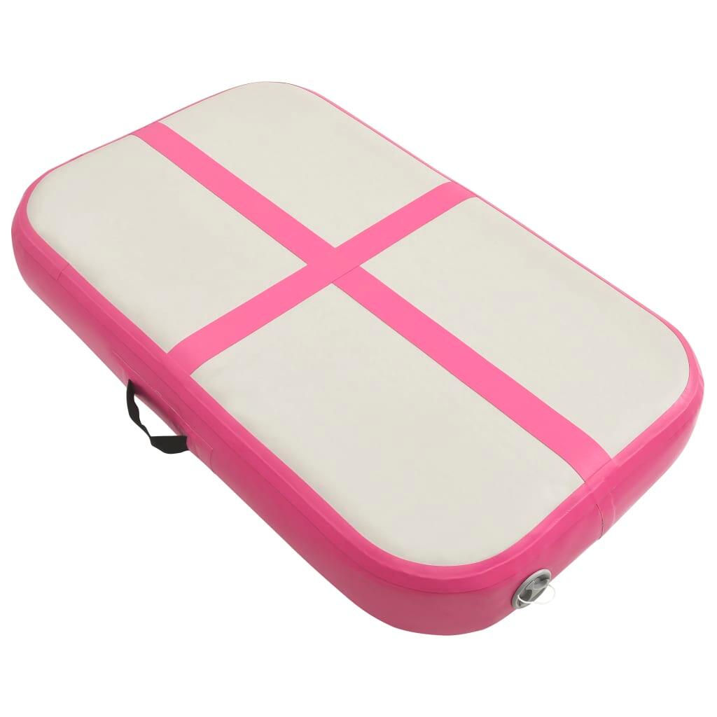VidaXL Tapis de gymnastique gonflable 60x100x10 cm PVC gris/rose avec pompe 2/7