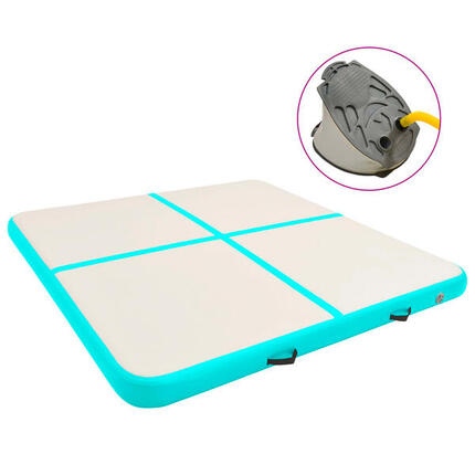 VidaXL Tapis de gymnastique gonflable 200x200x15 cm PVC vert/gris