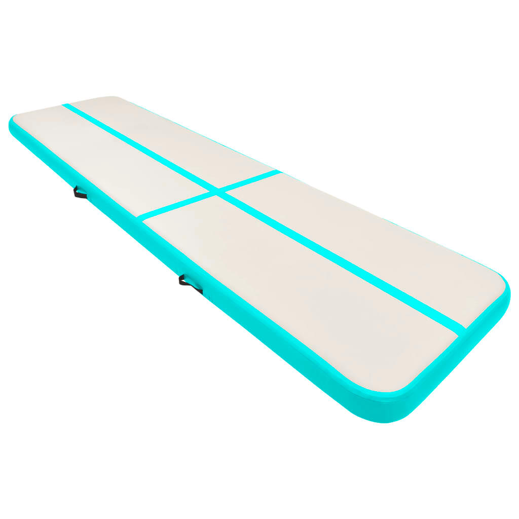 VidaXL Tapis de gymnastique gonflable 700x100x15 cm PVC avec pompe vert/gris 2/7