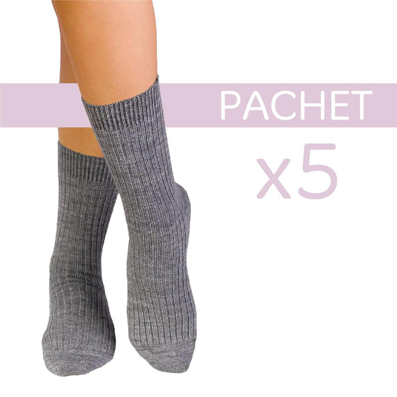 5 perechi de sosete calduroase din lana merino Warm Gri