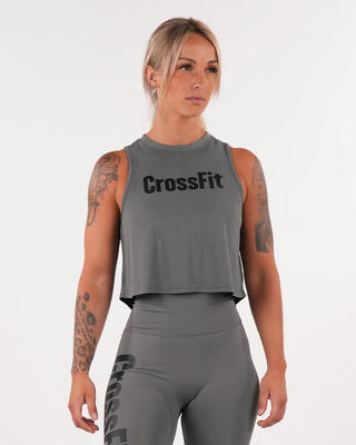 Damen T-Shirt Crop Top - Thaesia, dunkelgrau