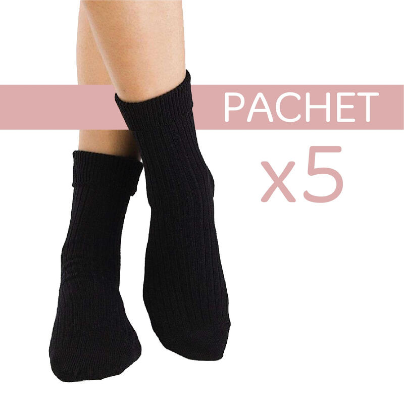 5 perechi de sosete calduroase din lana merino Warm Negru