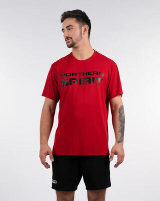 T-shirt korte mouwen crosstraining heren regular fit plain rood