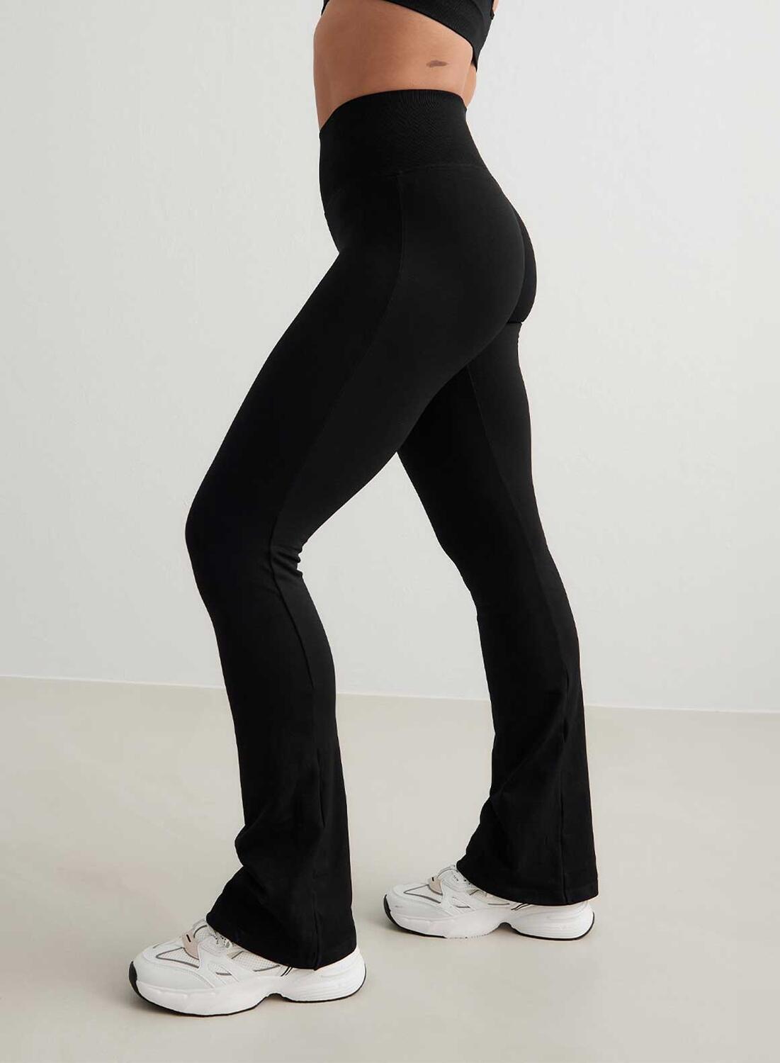 Damen Leggings Ausgestellt Hochtailliert Squat Proof Shape Seamless Schwarz 6/7