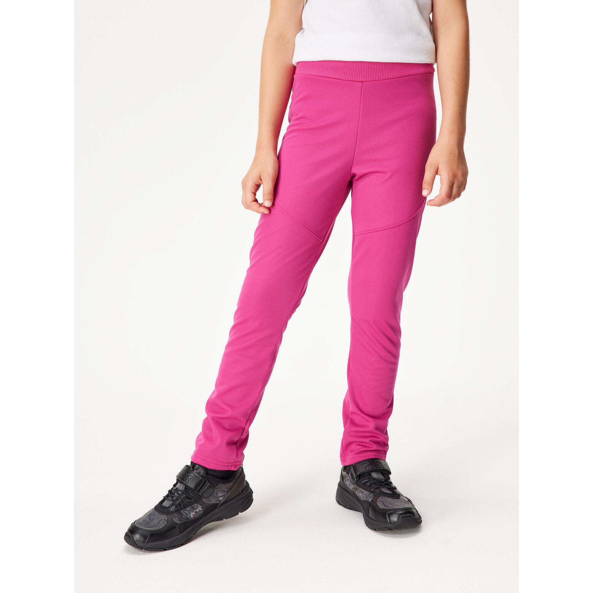 UNUO Dětské softshellové kalhoty s fleecem pružné Sporty, Fuchsiová