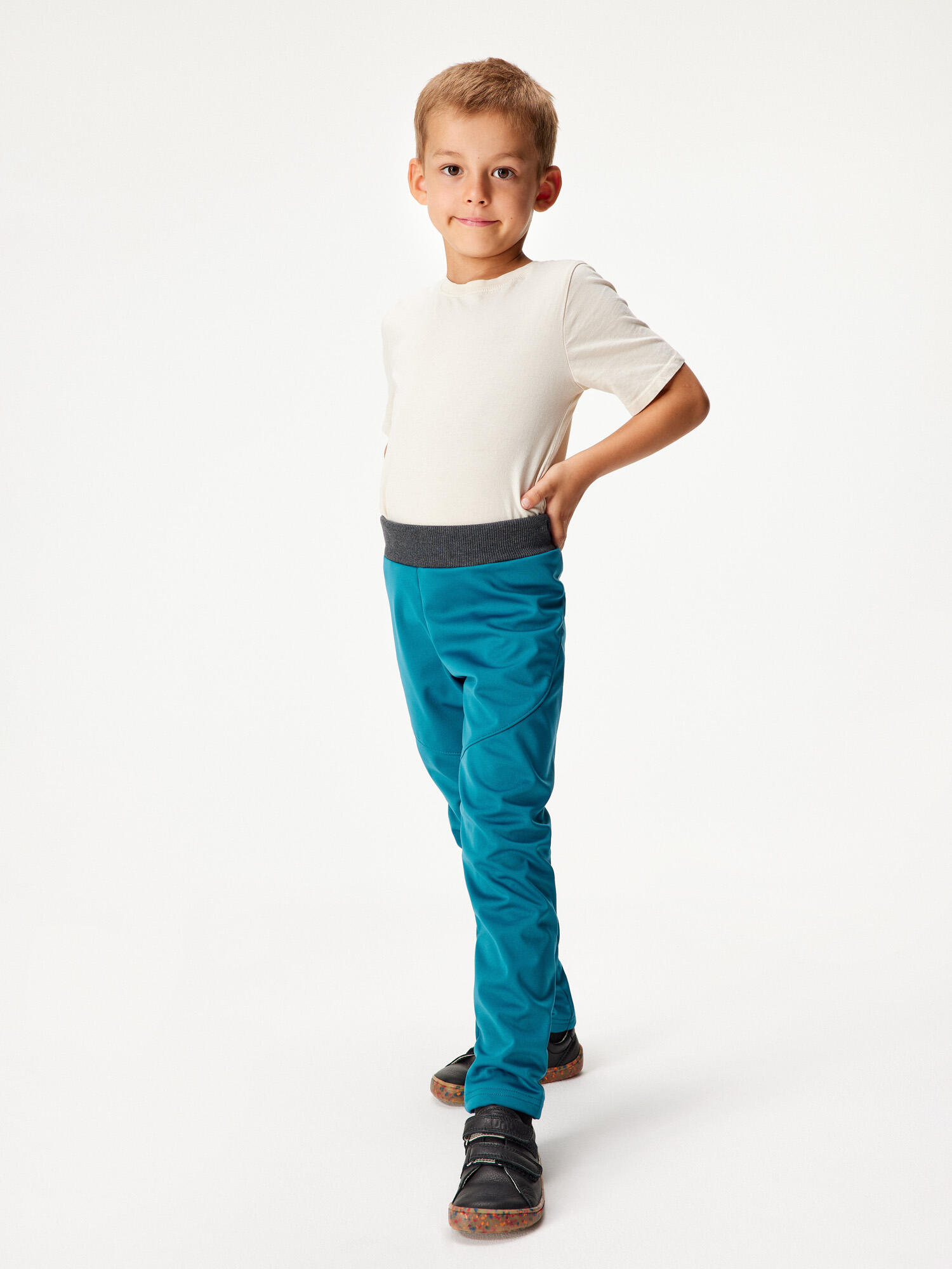 Elastische Softshell-Hose mit Fleece für Kinder Sporty, Kobalt 5/7