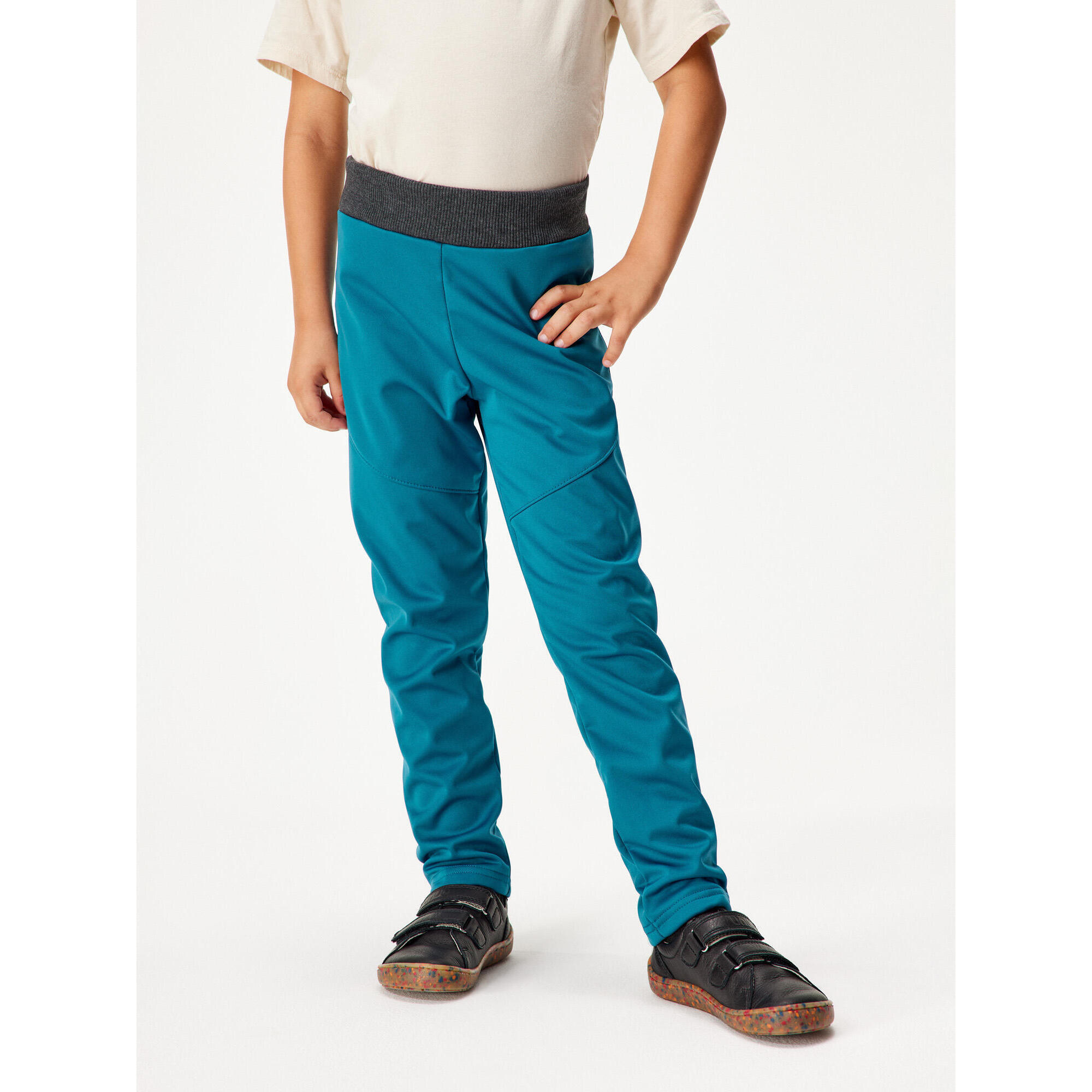 UNUO Dětské softshellové kalhoty s fleecem pružné Sporty, Kobaltová