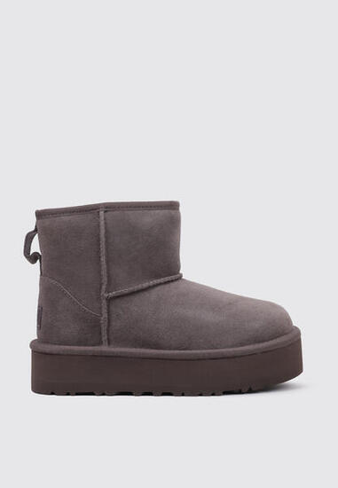 UGG Classic Mini Platform — Bottines enfant en cuir, Gris