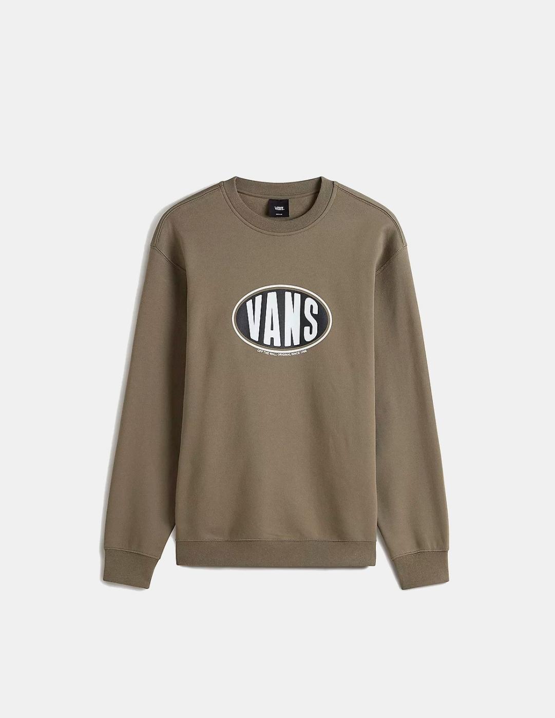 Moletom Vans Modelo Spray On Loose Crew Cor Marron 6/6