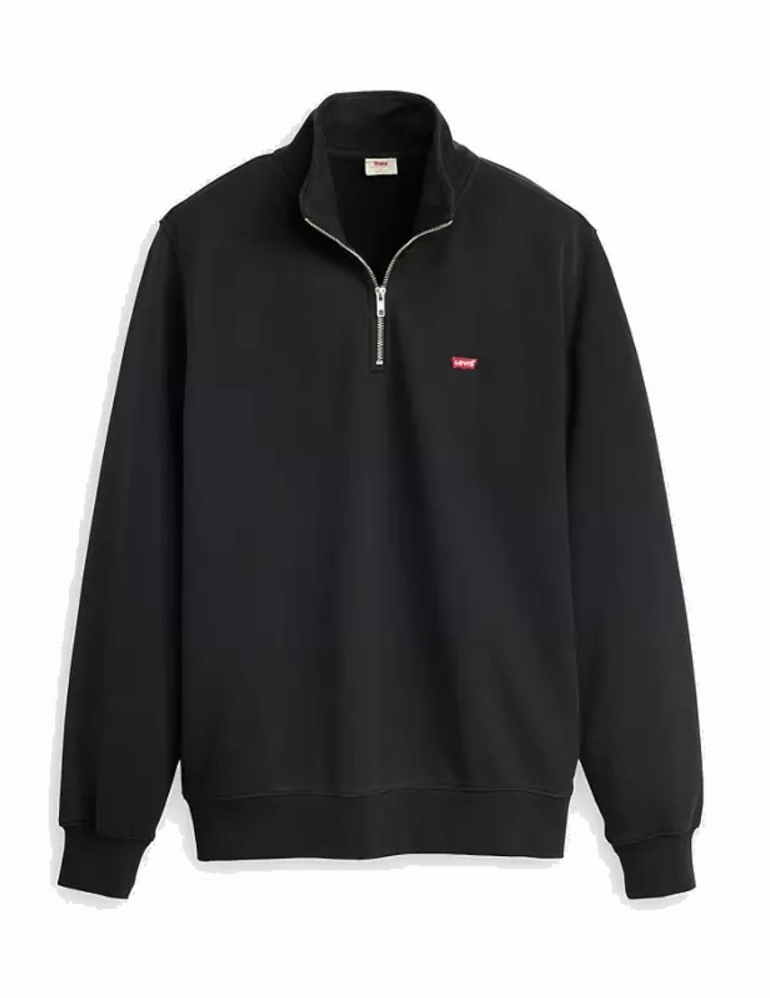 Felpe in pile per uomo Levi's Zip up minerale nero. 3/6