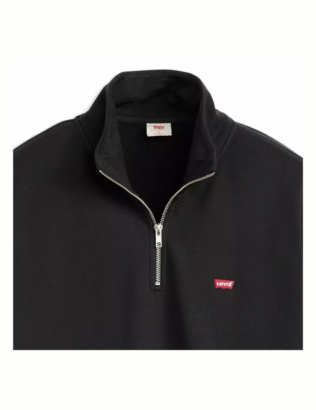 Felpe in pile per uomo Levi's Zip up minerale nero. 4/6