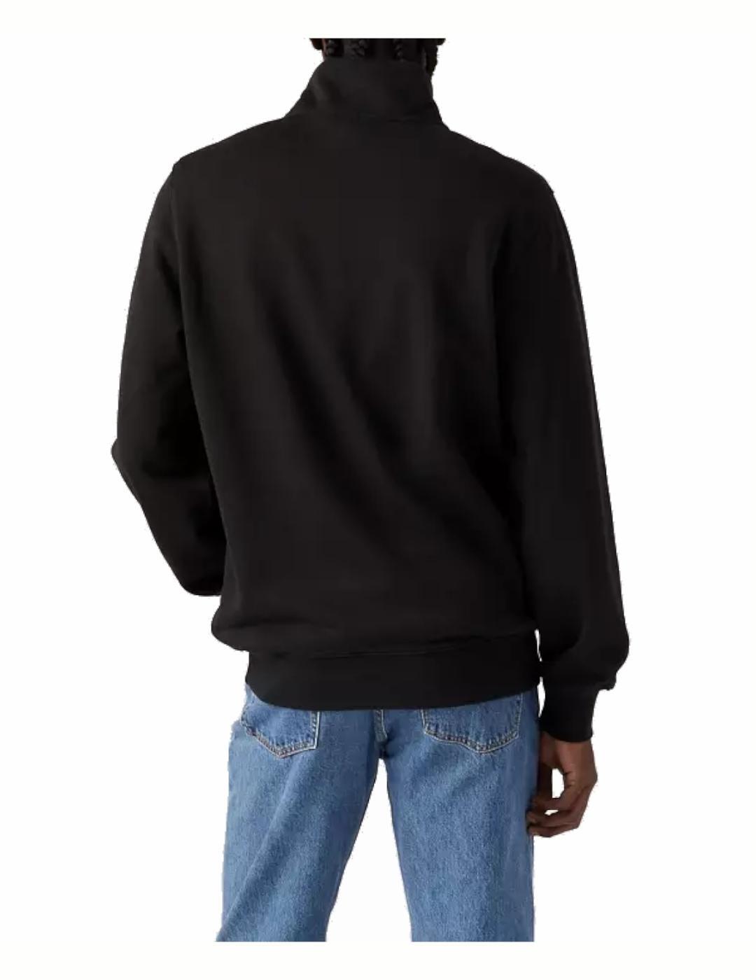 Felpe in pile per uomo Levi's Zip up minerale nero. 2/6