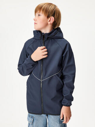 Softshell-Jacke mit Fleece für Kinder Slim, Dunkel Blau Schwarz