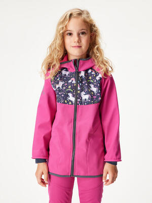 Softshell-Jacke mit Fleece für Kinder Basic, Fuchsia, Einhörner