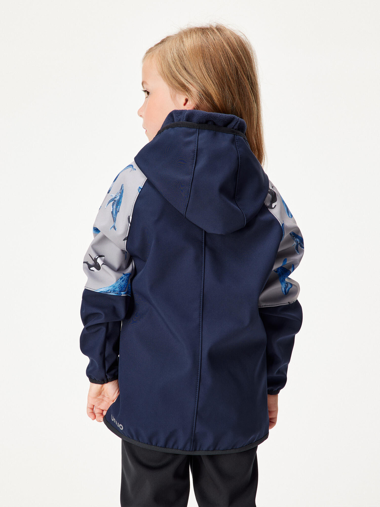 Softshell-Jacke mit Fleece für Kinder Slim, Dunkel Blau Schwarz, Grau, Wale 3/7