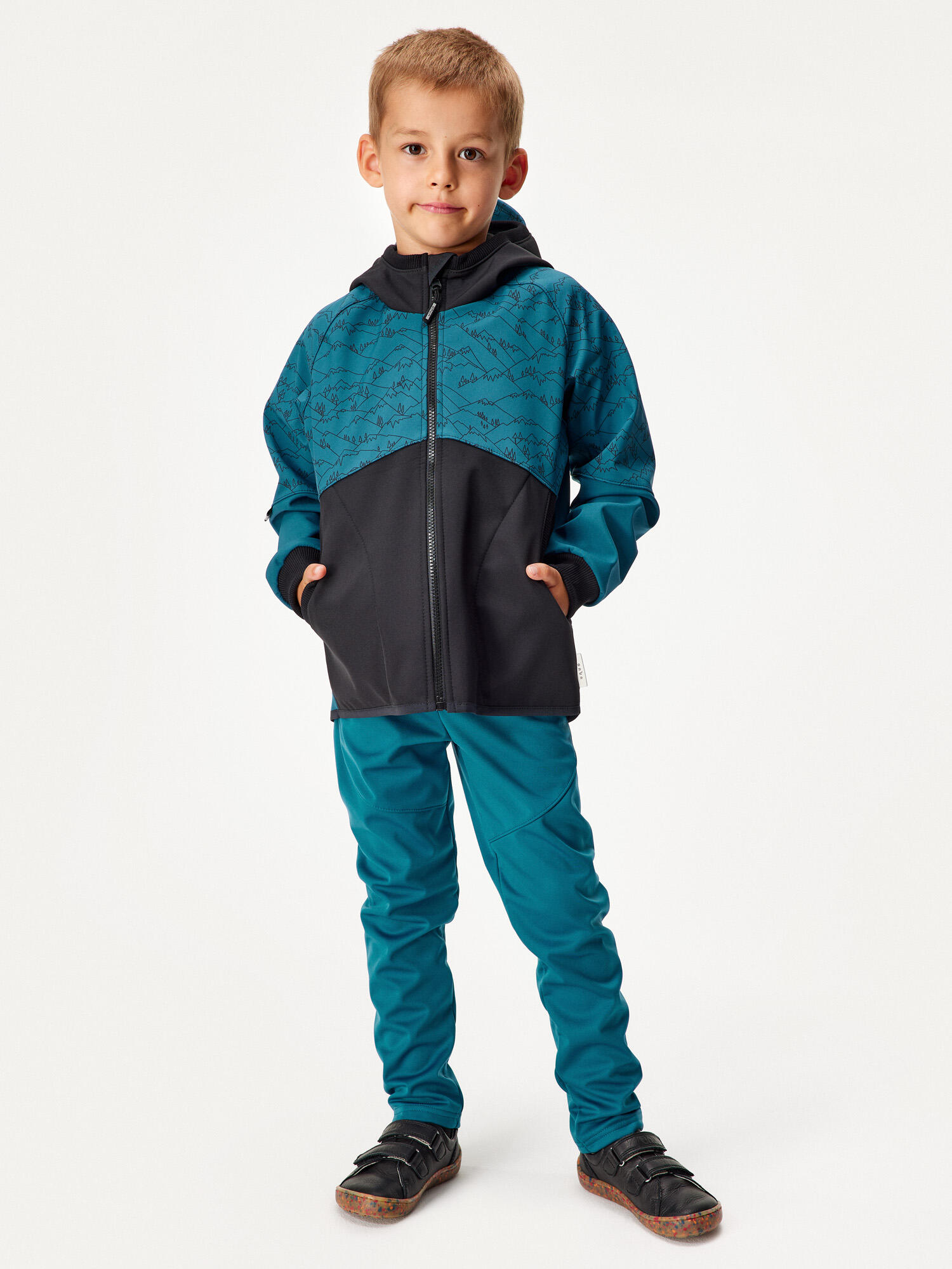 Softshell-Jacke mit Fleece für Kinder Street, Kobalt, Berge Junge 4/7