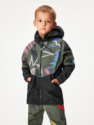 Softshell-Jacke mit Fleece für Kinder Slim, Schwarz, Khaki, Fantasie