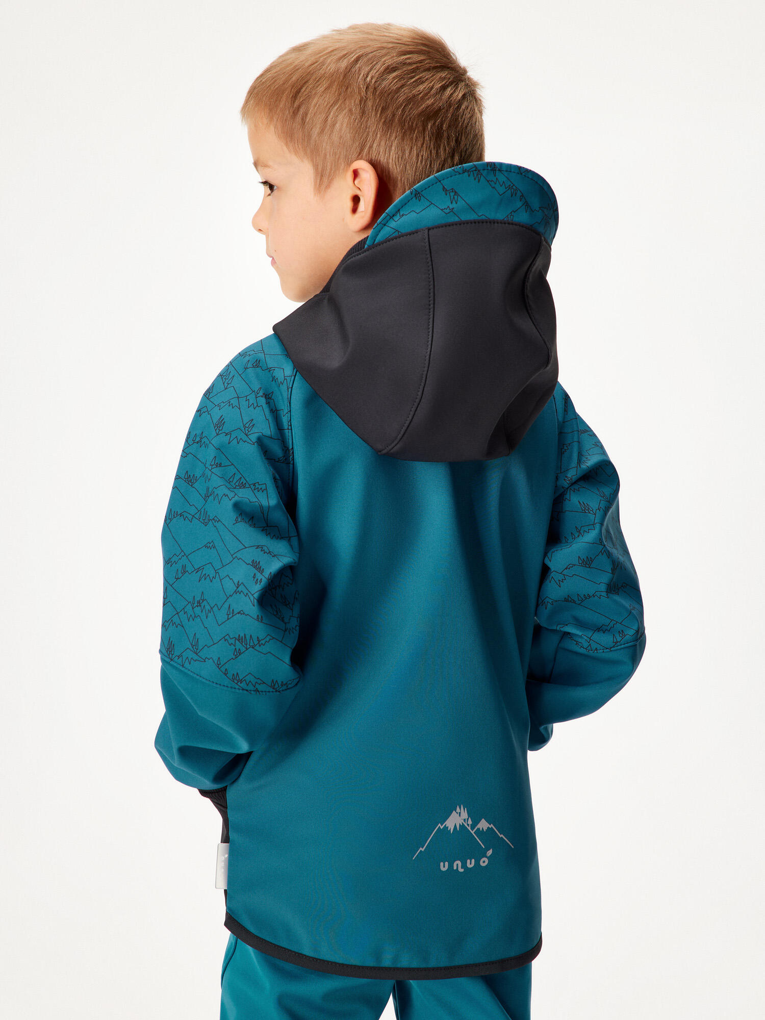 Softshell-Jacke mit Fleece für Kinder Street, Kobalt, Berge Junge 3/7