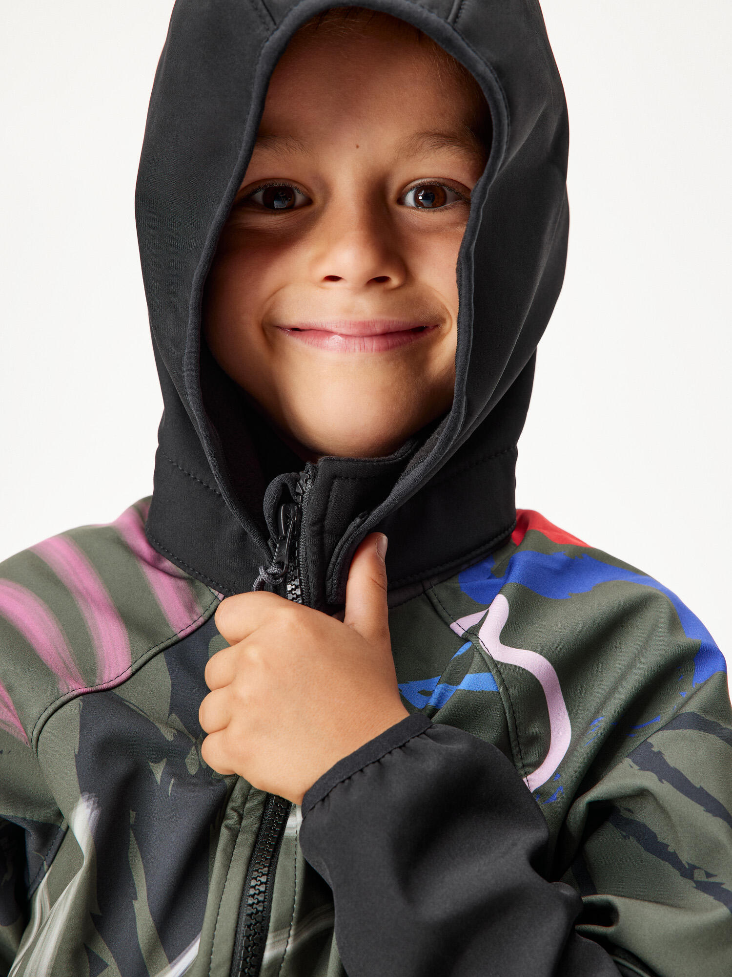 Softshell-Jacke mit Fleece für Kinder Slim, Schwarz, Khaki, Fantasie 5/7