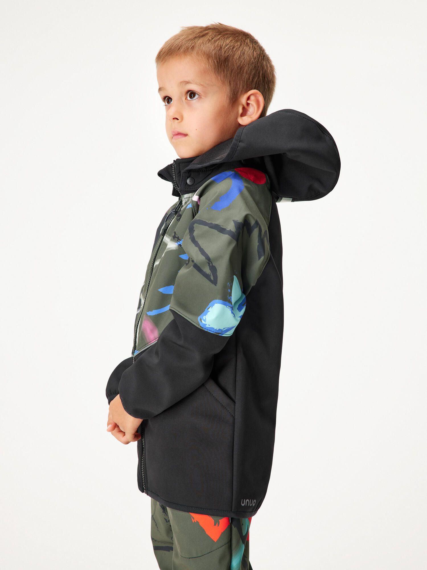 Softshell-Jacke mit Fleece für Kinder Slim, Schwarz, Khaki, Fantasie 2/7