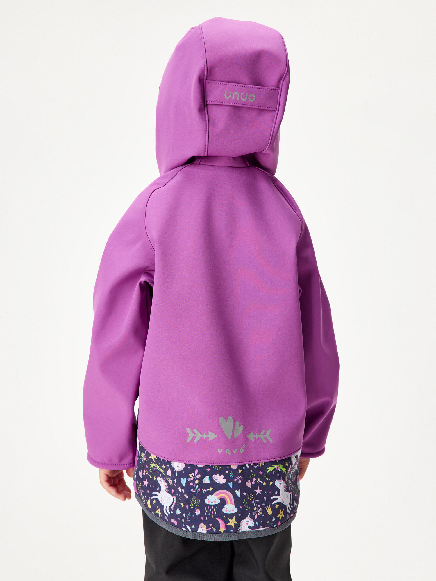Softshell-Jacke mit Fleece für Kinder Basic, Brombeere, Einhörner 3/7