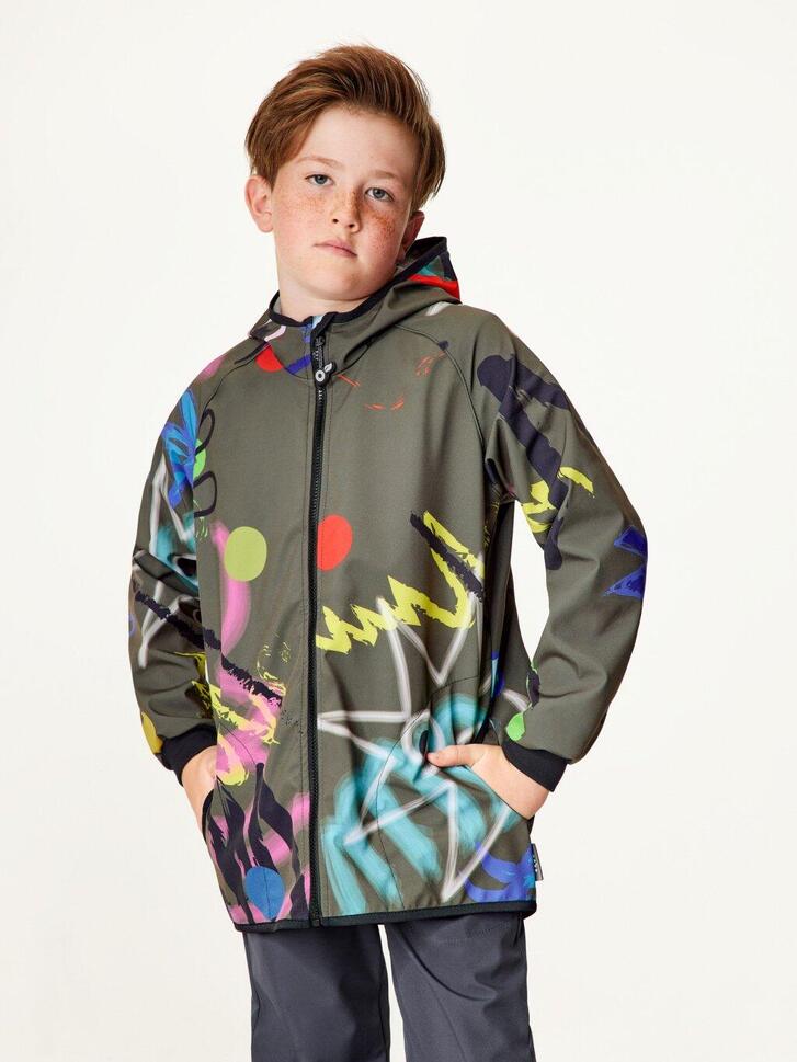 Kurtka softshellowa dziecięca z polarem Basic, Khaki, Fantazie