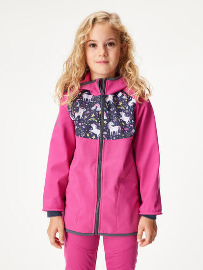 Softshell-Jacke mit Fleece für Kinder Basic, Fuchsia, Einhörner
