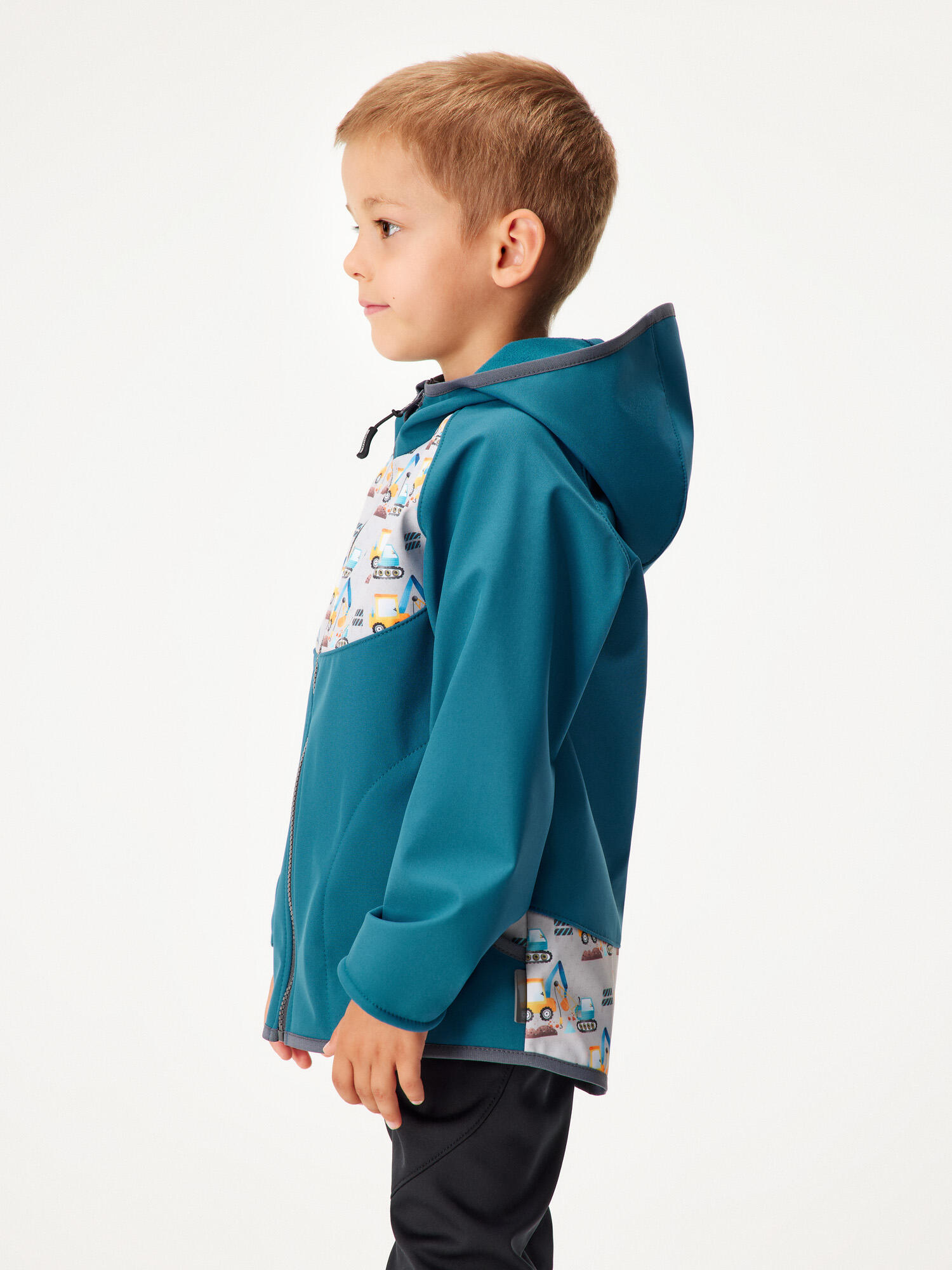 Softshell-Jacke mit Fleece für Kinder Basic, Kobalt, Bagger 2/7
