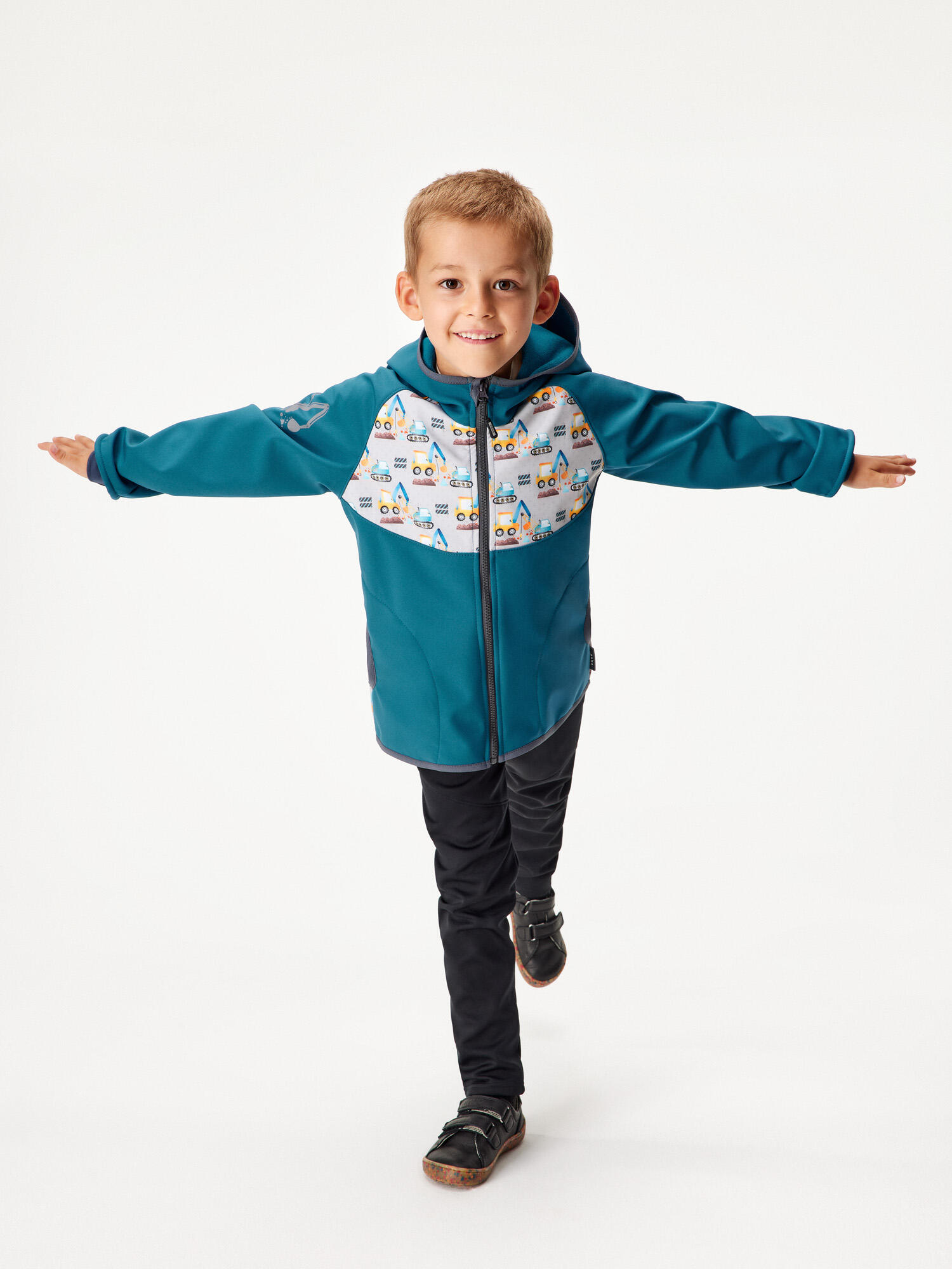 Softshell-Jacke mit Fleece für Kinder Basic, Kobalt, Bagger 4/7