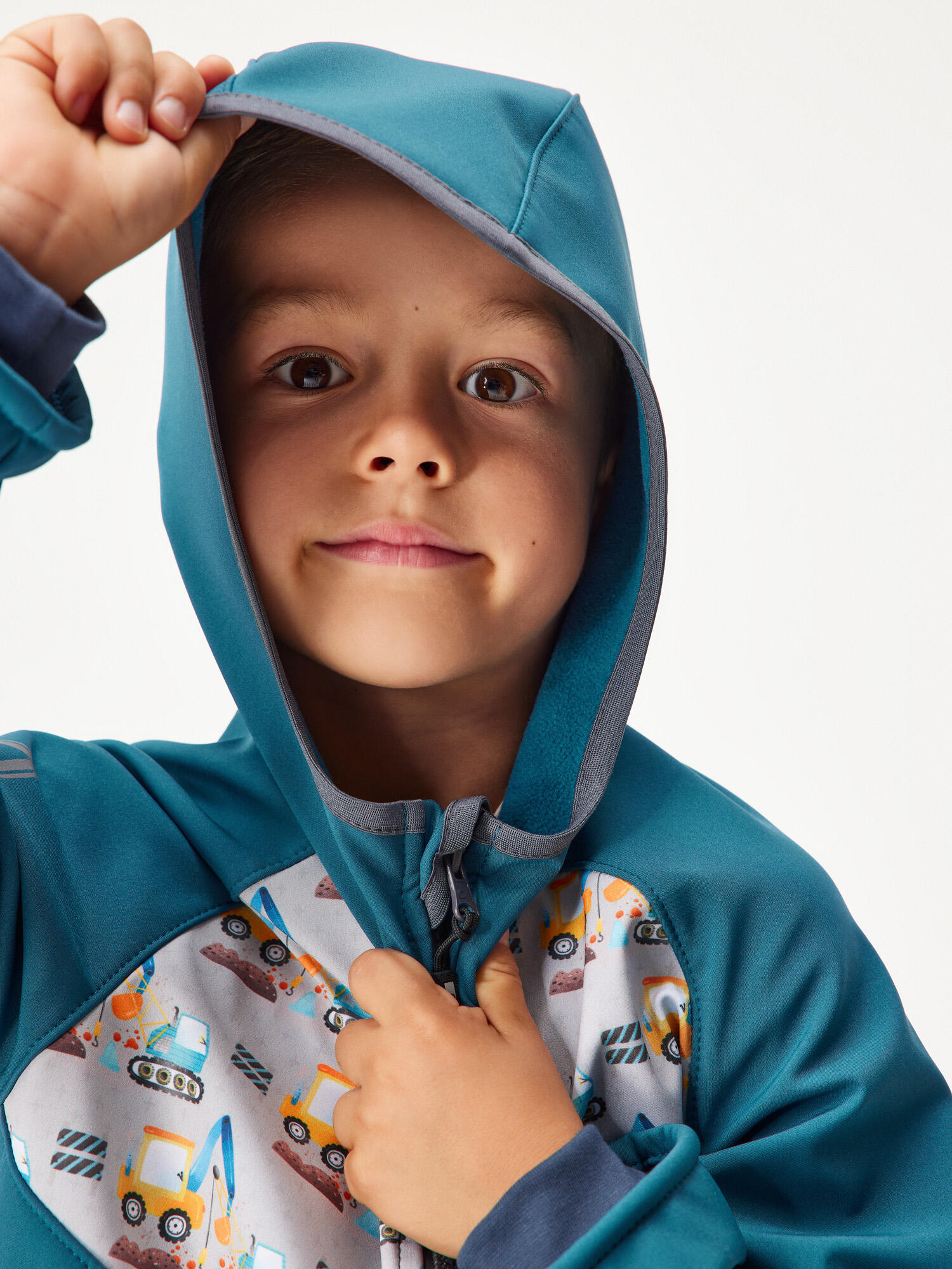 Softshell-Jacke mit Fleece für Kinder Basic, Kobalt, Bagger 5/7