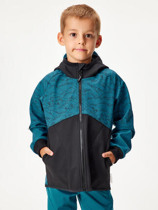 Softshell-Jacke mit Fleece für Kinder Street, Schwarz, Gestromtes Grau