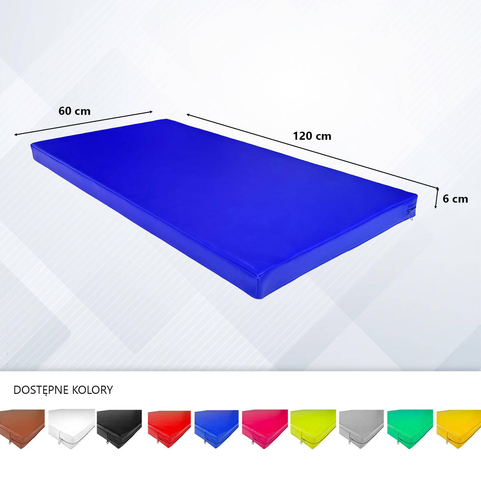 Materac gimnastyczny UNDERFIT 120 x 60 x 6 cm miękki niebieski 4/8