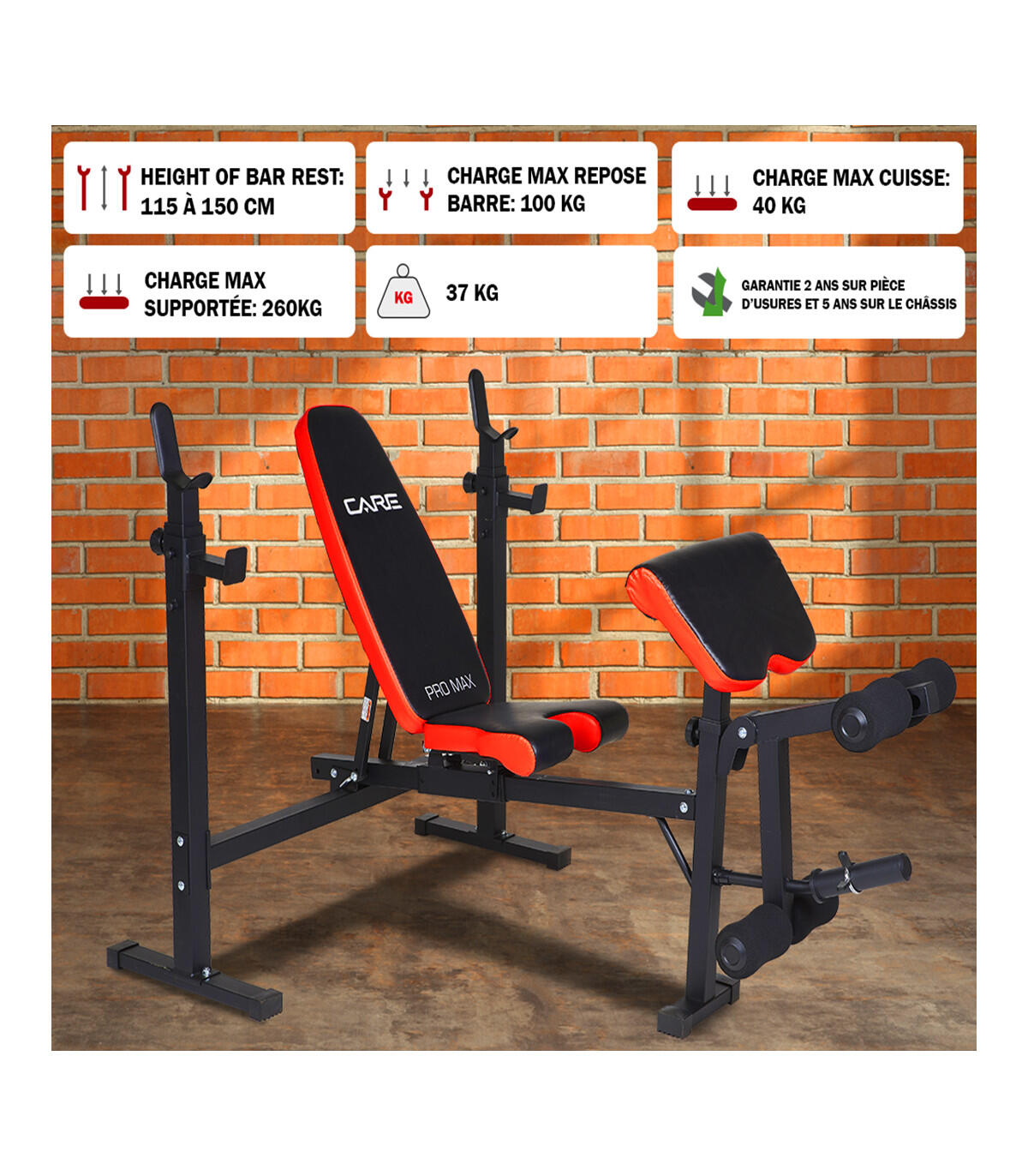 Banc de musculation multi-positions pliable et inclinable - Pro Max 2/5