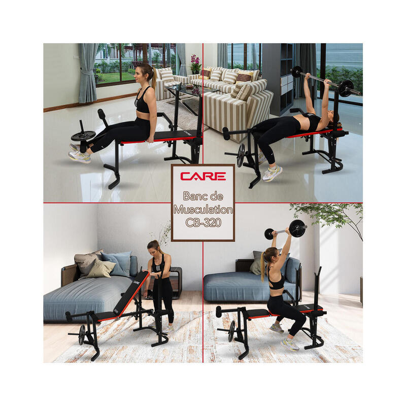 Banc de musculation multi-positions réglable et inclinable - CARE- CB-320
