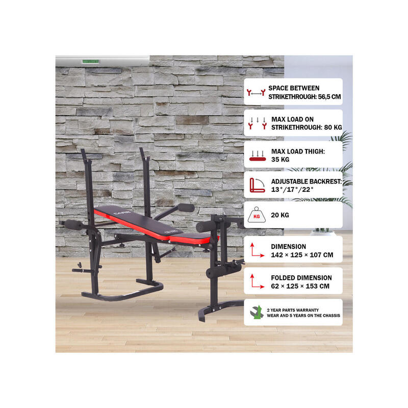 Banc de musculation multi-positions réglable et inclinable - CARE- CB-320