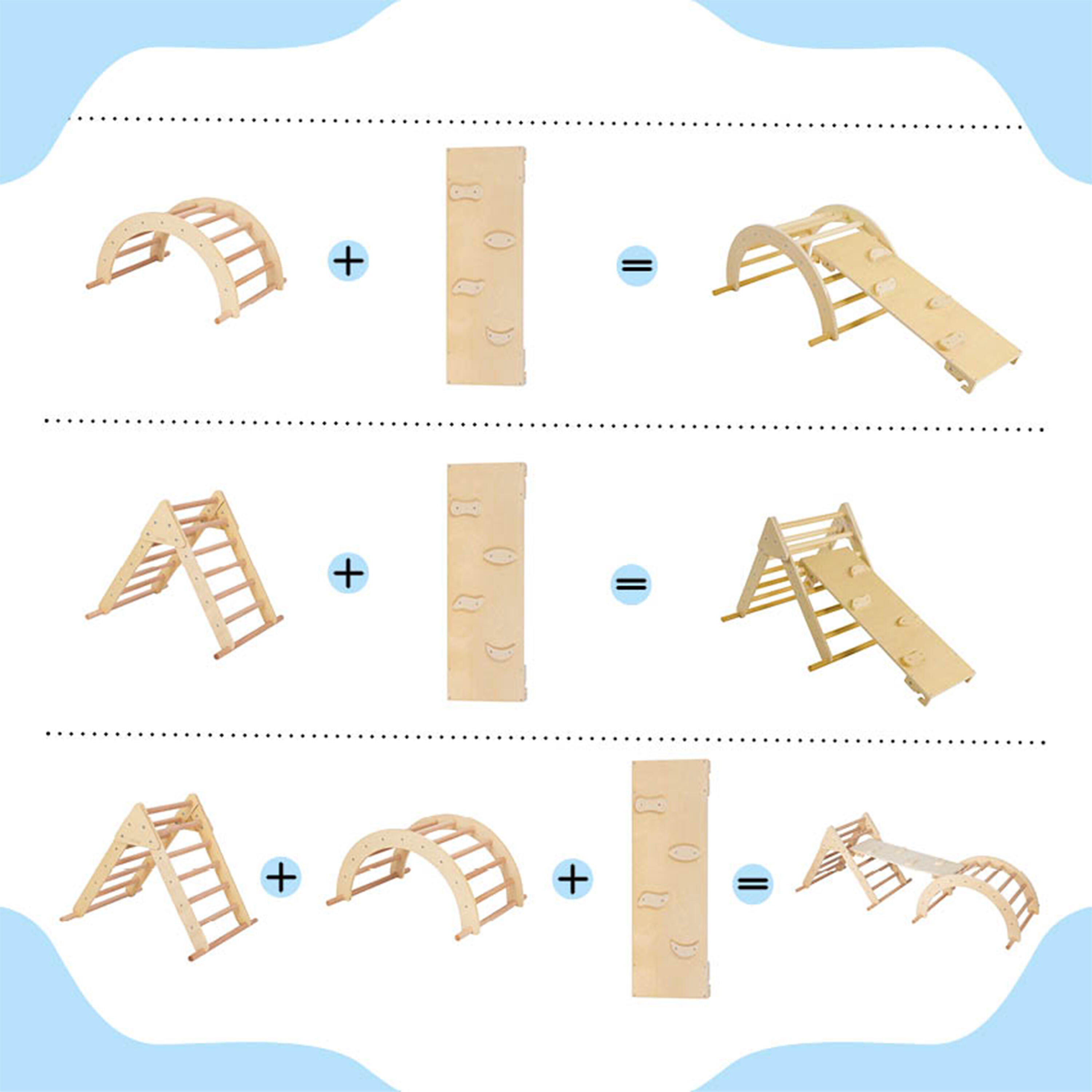 Triangolo da arrampicata in legno naturale | Giocattoli Montessori 4/7