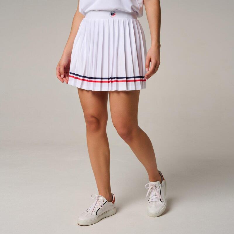Jupe plissée Tricolore femme Roland-Garros - Blanc