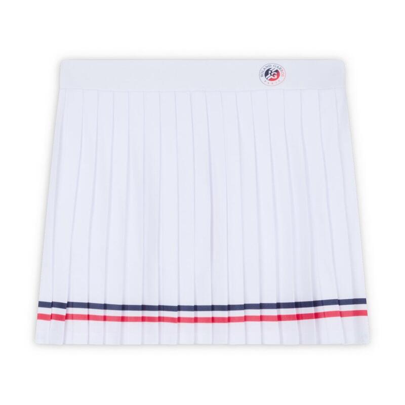 Jupe plissée Tricolore femme Roland-Garros - Blanc