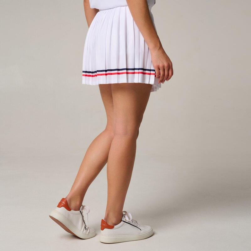 Jupe plissée Tricolore femme Roland-Garros - Blanc