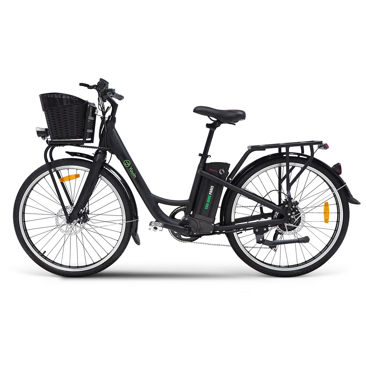 YOUIN Bicicleta Eléctrica YOUIN Paris Urbana y Paseo,  ruedas 26" Negra, Motor 250W