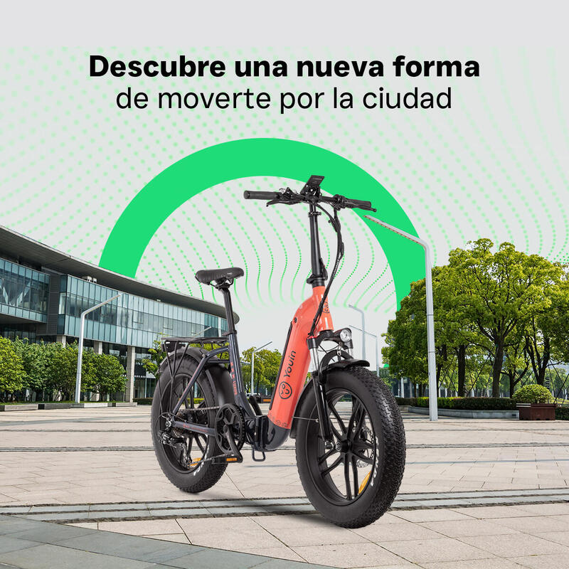 YOUIN Luxor, Ebike Fat 20", Suspensión, Shimano 7 Velocidades, Autonomía 45km