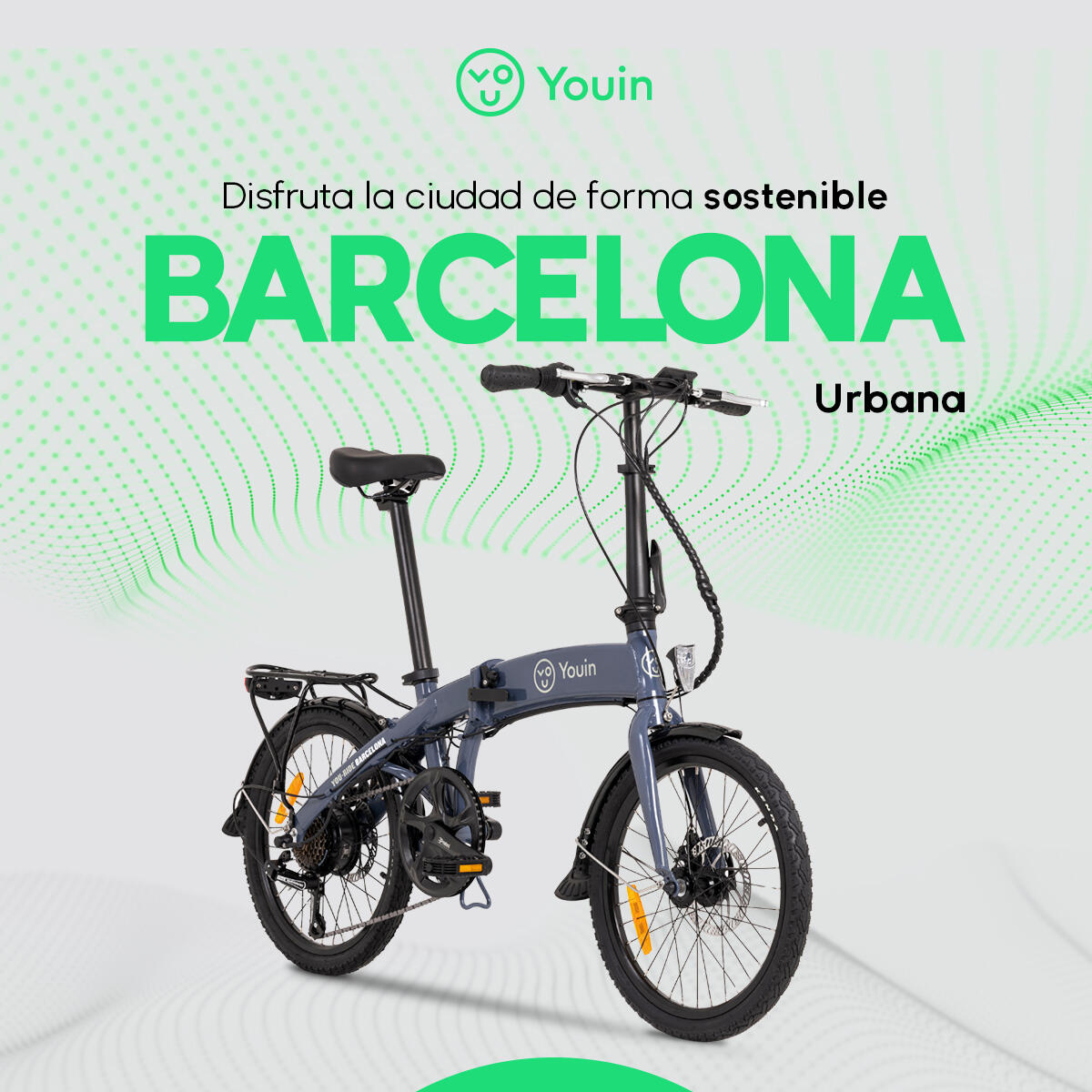 Bicicleta Eléctrica Youin Barcelona Urbana, Plegable  Frenos de Disco 2/7